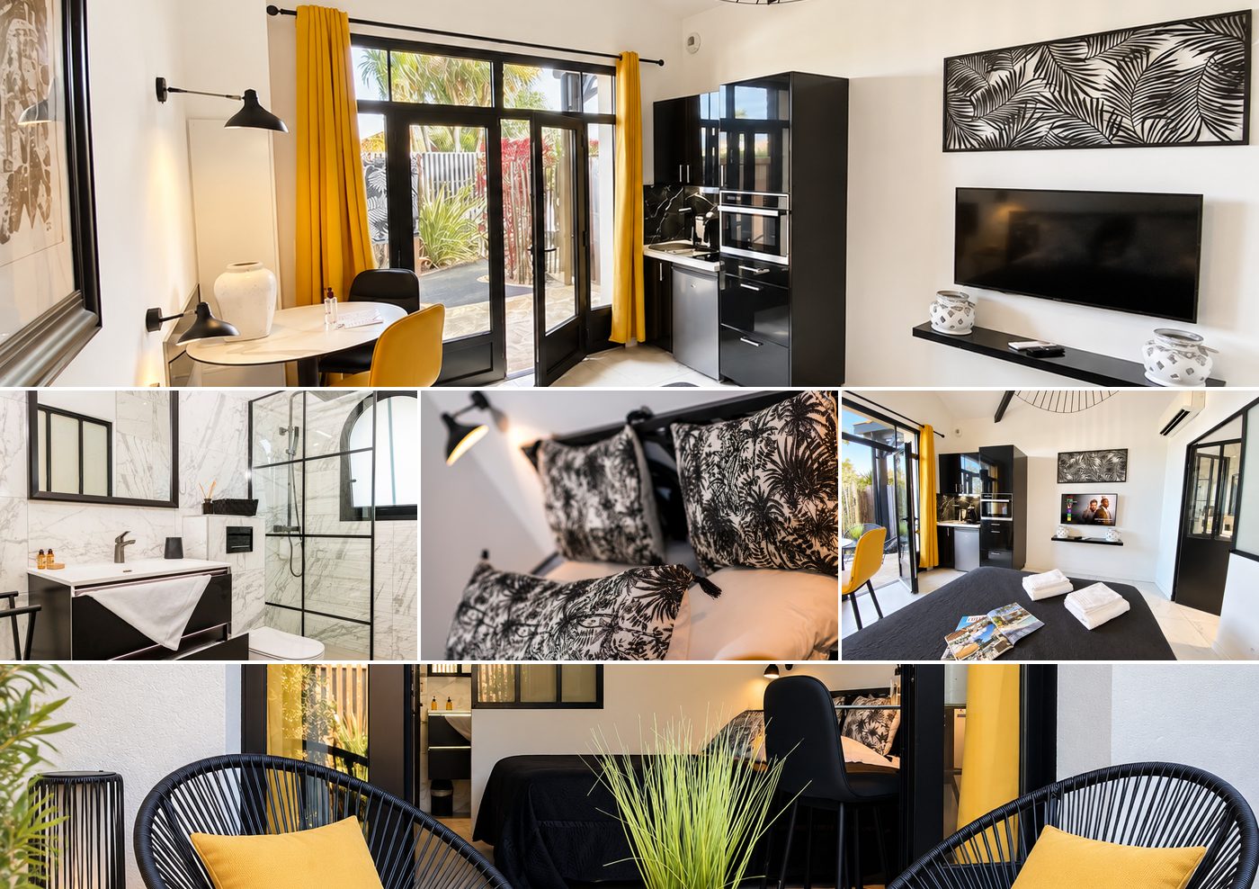 Suite Privilège — vue d’ensemble, salle de bain, détails et terrasse privative